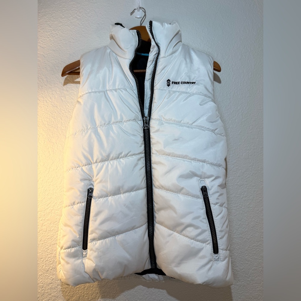 Free Country Small White Puffer Long Vest‎ Insulated Winter Bodywarmer Excellent